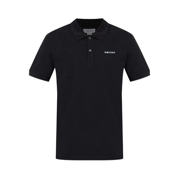 Alexander Mcqueen Men Embroidered Logo Cotton Piqué Polo Shirt